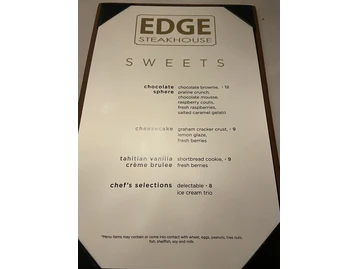 Edge Steakhouse menu photo