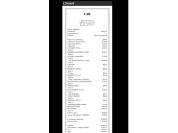 Elite Williamsburg menu photo