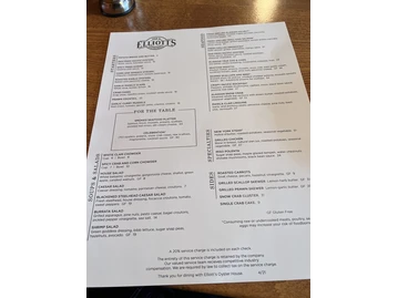 Elliott's Oyster House menu photo