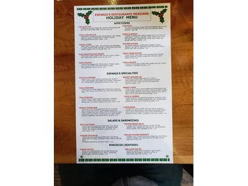 Esparza's Restaurante Mexicano menu photo