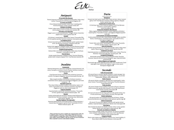 Evo Italian menu photo