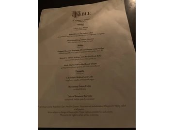 Fable menu photo