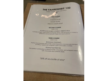 Fahrenheit 132 menu photo