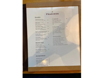 Fearing's Restaurant menu photo
