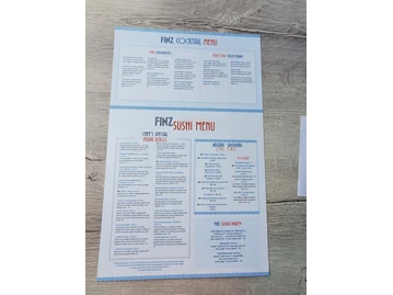 Finz menu photo