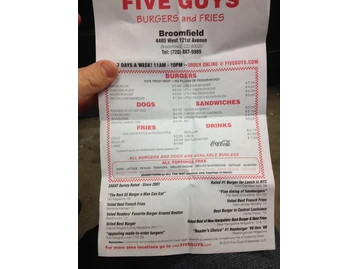 Five Guys menu photo