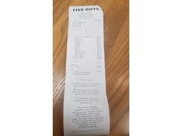 Five Guys menu photo