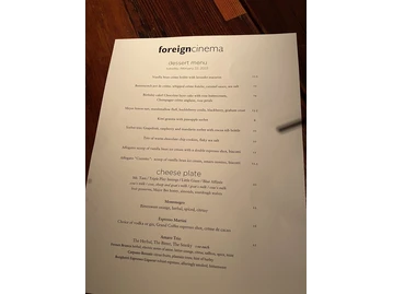 Foreign Cinema menu photo