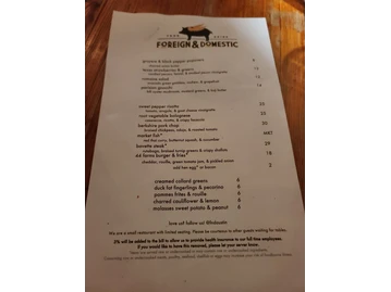 Foreign & Domestic menu photo