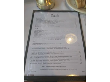 Gale's menu photo