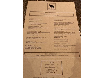 Geraldine's menu photo
