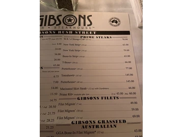 Gibsons Bar & Steakhouse menu photo