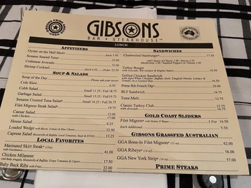 Gibsons Bar & Steakhouse menu photo