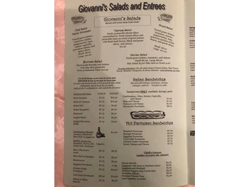 Giovanni's menu photo