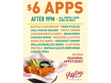 Glory Days Grill at Harbourside Centre Loop in Midlothian menu photo