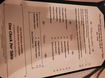 Golden Steer Steakhouse Las Vegas menu photo