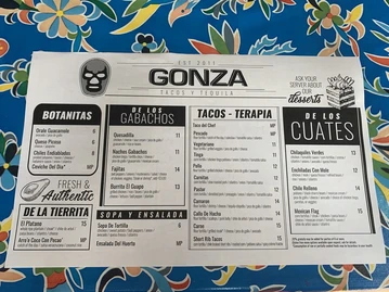 Gonza Tacos Y Tequila menu photo