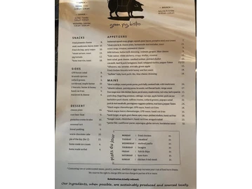 Green Pig Bistro menu photo