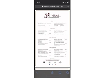 Greystone Prime Steakhouse & Seafood menu photo