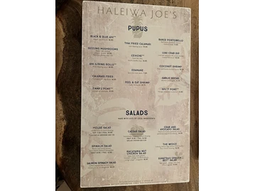 Haleiwa Joe's Haiku Gardens menu photo