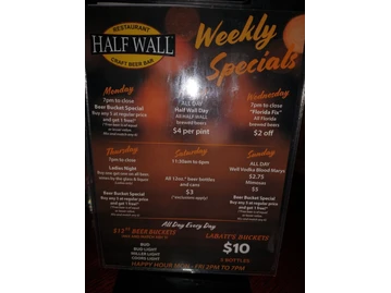 Half Wall DeLand menu photo