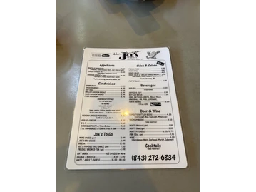 Hamburger Joe’s menu photo