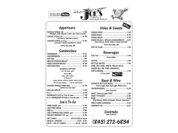 Hamburger Joe’s menu photo