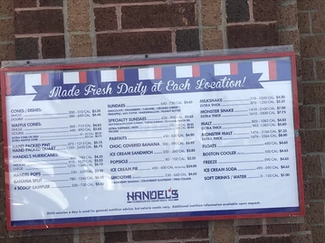 Handel’s Homemade Ice Cream menu photo
