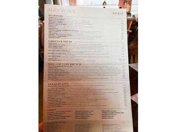 Haywire menu photo