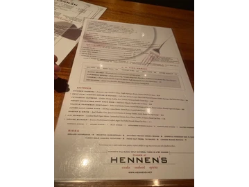 Hennen's menu photo