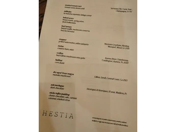 Hestia menu photo