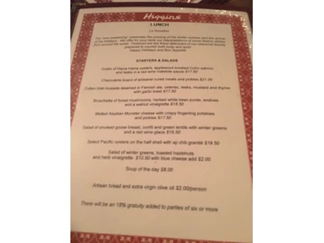 Higgins menu photo