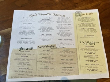Ida Claire menu photo