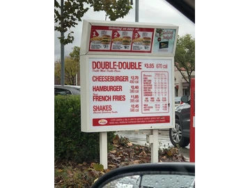 In-N-Out Burger menu photo