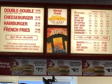 In-N-Out Burger menu photo