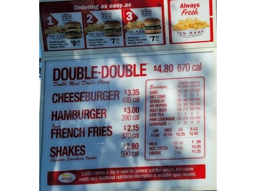 In-N-Out Burger menu photo