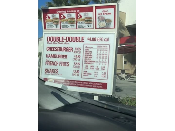 In-N-Out Burger menu photo