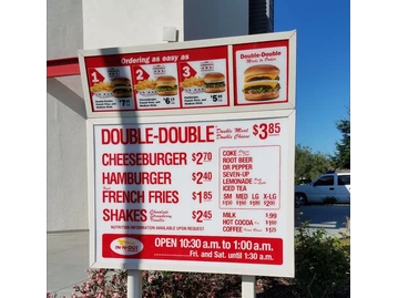 In-N-Out Burger menu photo