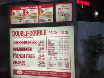 In-N-Out Burger menu photo