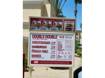 In-N-Out Burger menu photo