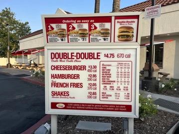 In-N-Out Burger menu photo