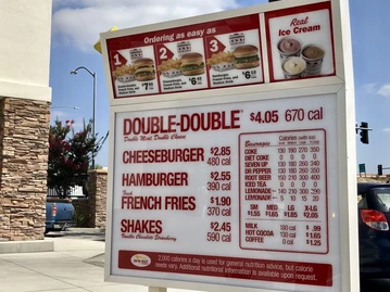 In-N-Out Burger menu photo