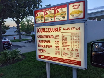 In-N-Out Burger menu photo