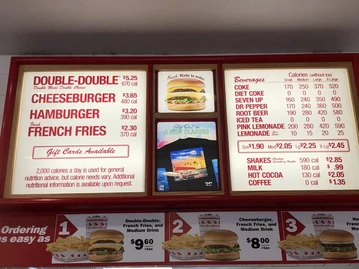 In-N-Out Burger menu photo