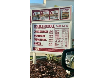In-N-Out Burger menu photo