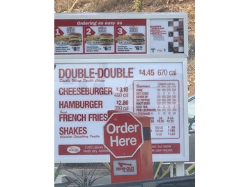 In-N-Out Burger menu photo