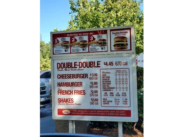 In-N-Out Burger menu photo