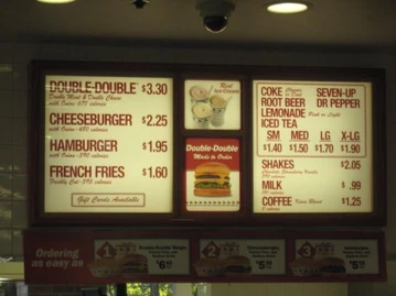 In-N-Out Burger menu photo