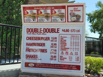 In-N-Out Burger menu photo