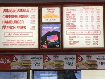 In-N-Out Burger menu photo